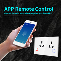 AU Standard Tuya WiFi Smart Prises Murales Interrupteurs 15A 2 Sorties Panneau En Verre Trempé Télécommande IP66 Produits De Téléphone Domestique