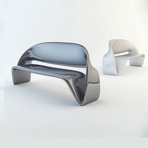 Banc d'extérieur artistique en fibre de verre, design contemporain pour parc et patio, siège moderne durable, capacité 2 personnes - Product Image 3