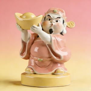 รูปปั้นเทพเจ้าแห่งความมั่งคั่งตลกๆ ทำจากทองสัมฤทธิ์ ถือแท่งทองคำ ของตกแต่งมงคลสำหรับห้องนั่งเล่น ร้านค้า หรือสำนักงาน - Product Image 2