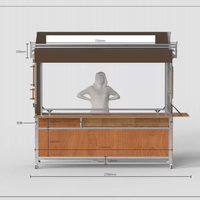 Kiosque alimentaire mobile de style vintage avec cadre en aluminium et contreplaqué de bouleau, remorque alimentaire avec roues