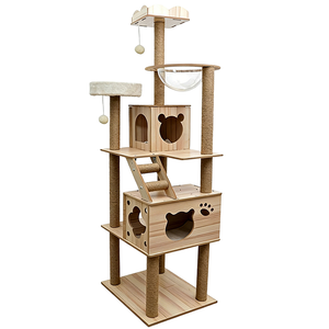 <span class=keywords><strong>Arbre</strong></span> à <span class=keywords><strong>chat</strong></span> en bois massif avec structure d'escalade, panier tissé, capsule spatiale et villa pour <span class=keywords><strong>chat</strong></span> multifonctionnelle - Design <span class=keywords><strong>simple</strong></span>, toutes saisons - Product Image 6
