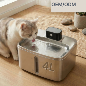 Distributeur d'eau automatique pour chien de 4 L, <span class=keywords><strong>fontaine</strong></span> <span class=keywords><strong>à</strong></span> eau pour chat en acier inoxydable avec circulation électrique et filtres - Product Image 1