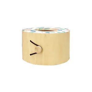 custom round tissue box veneer box birch wood gift box