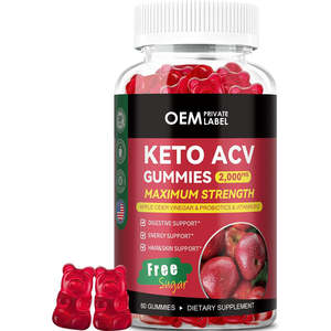 Gomitas de Vinagre de Sidra de Manzana Keto para Adultos, Sin Azúcar, 2000mg, Probióticos, B12, Apoyo a la Salud Digestiva y a la Salud General (OEM) - Product Image 1