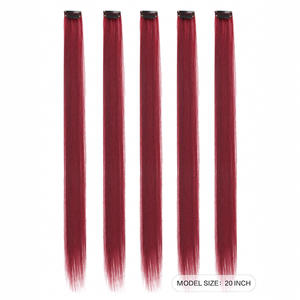 Miss <b>Hair</b> Extensions 60cm Straight Dyed Red <b>Clip</b> In Natural Look High Temperature Wire Five Piece Pack - Product Image 5