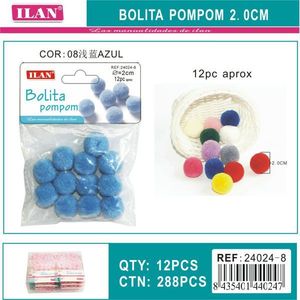 Pompon Ilan Bolita 2,0 cm bleu clair en laine pour loisirs créatifs - Product Image 1