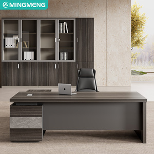 Escritorio de oficina lujoso y exquisito con un diseño simple y moderno para jefes y gerentes, escritorios para computadora con gabinetes laterales. - Product Image 4