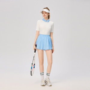 Ensemble de vêtements de sport pour femmes Aoyema, printemps-été, avec poches sur les shorts, col polo, polo à manches courtes, décontracté, golf, tennis, jupes - Product Image 4