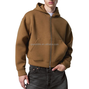 100% coton lourd Zipup Boxy 500 Gsm graphique Streetwear à capuche fabricant français Terry surdimensionné sweat à capuche zippé - Product Image 3