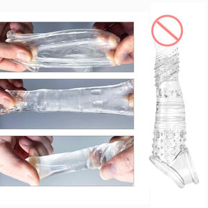 8 inch alta qualidade longo cristal preservativos extensão do pénis Atraso Ejaculação extensor preservativo Cock manga para homens - Product Image 2