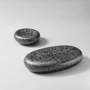Platos de Cerámica Tailandeses Vintage, Juego de Dos Platos de Porcelana Resistentes a las Manchas, Vajilla Tailandesa Negra - Product Image 3