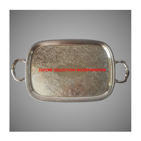 Nouveau Design Royal et Vintage En Acier Inoxydable Avec poignée En Laiton Plateaux de service Sur Offre Spéciale Argent Plaqué