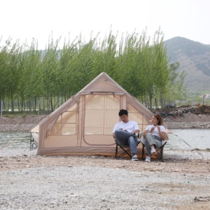 軽量12オックスフォード防水キャンプテント 3m×4m デュアルスカイライト 通気性 A/Bドア構造 クイックセットアップ 二部屋 - Product Image 4