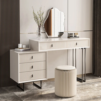 NOVA Blanc Moderne Chambre Maquillage Coiffeuse Avec Nuage Led Lumière Miroir Commode En Bois Bureau Avec Tiroirs De Rangement