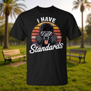 Camiseta Retro I Have Standards Poodle, camiseta gráfica informal negra para hombre - Product Image 3