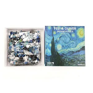 Produsen Kustom Starry Night Printed 100 500 1000 Pieces Kertas Karton Jigsaw Puzzle untuk Orang Dewasa