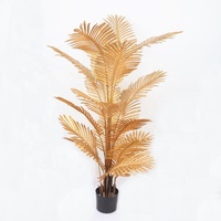 Pengiriman Gratis High-End Ornamen Besar Bonsai Luar Ruangan Plastik Tanggal Buatan Kelapa Emas Daun Pohon Palem