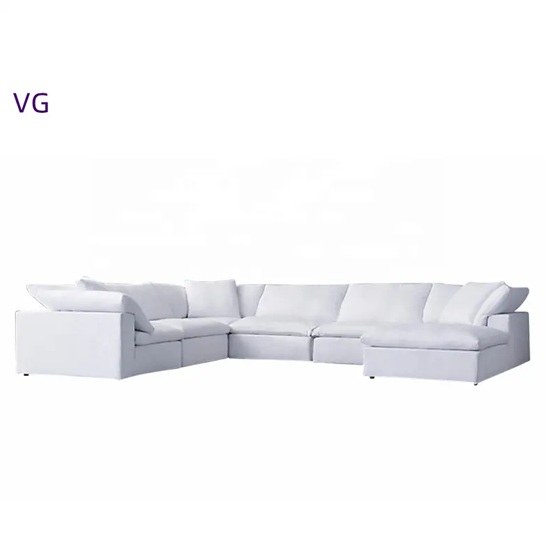 Module Woonkamer Banken Set Witte Eend Veer Stof Linnen Verwijderbare Cover Fluwelen Sofa Couch