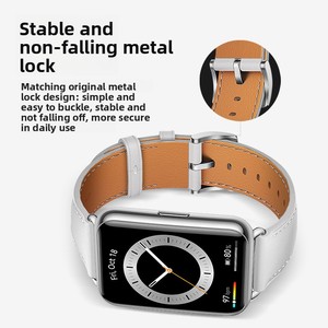 Correa de reloj de cuero genuino <span class=keywords><strong>para</strong></span> Fit 3/4/<span class=keywords><strong>5</strong></span> y Watch Fit 2 - Correa inteligente unisex con hebilla de pin - Product Image 4