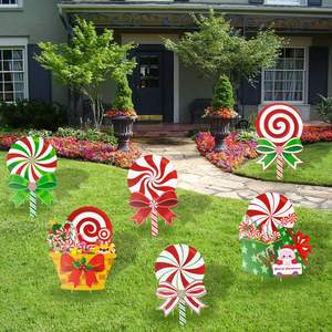 Decoraciones Navideñas Inflables para Exteriores, Paneles Huecos de Plástico con Forma de Caramelo con Estacas para Decoración de Fiestas y Jardines - Product Image 1