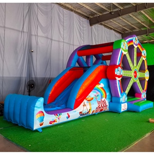 Château gonflable combiné toboggan et grande roue, pour utilisation humide ou sèche, idéal pour la <span class=keywords><strong>location</strong></span> de fêtes d'enfants - Product Image 1