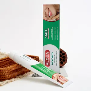 Kostenlose Probe OEM Logo Fluorid freie Zahn aufhellung für Erwachsene Frischer Atem Mundpflege Kräuter Aloe Vera Zahnpasta