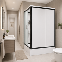 Salle de douche préfabriquée moderne avec chauffage 3-en-1, porte latérale, base étanche, montage facile