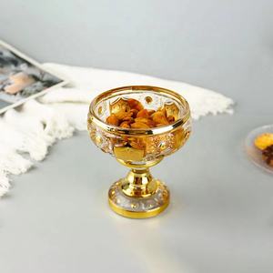 Bandeja de vidro de cristal dourado, bandeja eletrônica de cobertura com pés cobertos, tigela de frutas, suporte de sobremesa, decoração em atacado - Product Image 4
