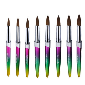 Pinceau à ongles en acrylique Kolinsky 20%-100% à poils ovales, taille 8-22, avec virole sertie et capuchon pour le nail art - Product Image 1