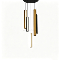 Lustre LED carré en acier noir et or sur mesure, luminaire suspendu multi-brins pour hôtel, salle à manger, éclairage de projet pour plafonds hauts