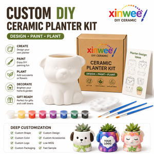 Kit <span class=keywords><strong>de</strong></span> <span class=keywords><strong>pot</strong></span> <span class=keywords><strong>de</strong></span> fleurs en céramique écologique pour adultes, anti-stress, pour plantes succulentes, à peindre soi-même, loisir créatif, artisanat thérapeutique, décoration maison et jardin - Product Image 4