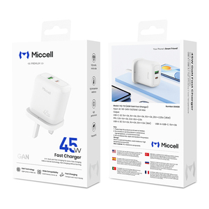 Cargador Rápido Compacto Miccell de 45W GaN con Puertos USB-C y USB-A para Laptop, <span class=keywords><strong>Tel</strong></span>éfono y Viajeros - Product Image 6