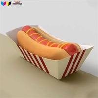 Bandeja de Papel para Empacar Hot Dogs, Desechable, de Grado Alimenticio, con Logotipo Personalizado, Dimensiones Personalizadas, Precio de Fábrica