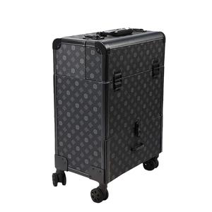 Valise de salon Obox à 4 roues verrouillables, boîte de rangement durable pour maquillage, roulettes pivotantes, motif lychee noir, automne 2022 - Product Image 2