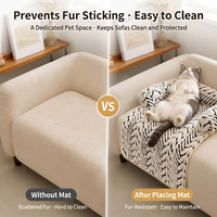 Coussin de canapé pour animaux de compagnie à rayures noires et blanches, tapis moelleux pour chien et chat, coussin de couchage antidérapant pour toutes les saisons