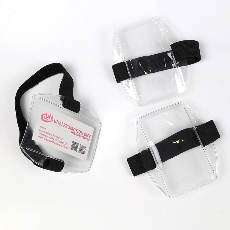 Наручный держатель для бейджа, нарукавник, держатель для ID-карты с черным регулируемым ремешком для рабочего пропуска, универсальный размер