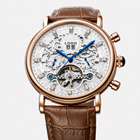 Reloj de Hombre Mecánico Automático de Lujo de Alta Gama, Caja de Aleación, Correa de Cuero Genuino, Esfera con Agujas, Resistente al Agua 30M