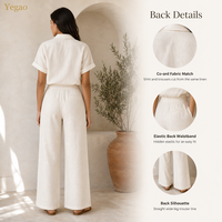 Vêtements pour femmes Yegao en gros, ensemble deux pièces, chemise en lin, pantalon large, ensemble coordonné, OEM ODM, usine, MOQ 30