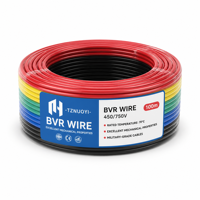 Fil de cuivre nu multicolore isolé en PVC pour câblage électrique et panneaux de commande (Rouge/Bleu/Jaune/Vert/Noir)