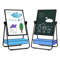 Chevalet de dessin double face magnétique en fer blanc avec bordure en plastique, effaçable à sec, pliable, durable, design Art Déco