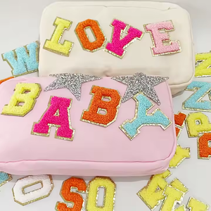 Tela autoadhesiva personalizada con purpurina de 8cm, parches con letras de chenilla, parches con letras bordadas, parches de chenilla personalizados para planchar - Product Image 5