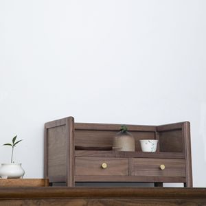 Étagère de rangement multifonctionnelle en bois de noyer noir, étagère haut de gamme en bois massif, style luxe léger, pour la <span class=keywords><strong>cuisine</strong></span> et le bureau - Product Image 3