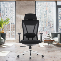 Chaise de bureau ergonomique chromée de luxe avec accoudoirs réglables, appui-tête et soutien lombaire confortable