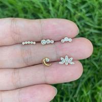 Pendientes de Titanio Grado Implante ASTM F136 JIAXIN con Zirconia para Boda, Hélice, Tragus, Labret, Labio, Piercing Fino para el Cuerpo