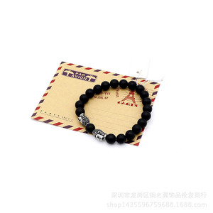 Pulsera de cuentas de ágata negra mate yunnique con cabeza de Buda de plata tibetana para hombres y mujeres, regalo de joyería de moda, cuentas redondas de 8mm - Product Image 5