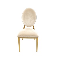 Chaise de banquet de luxe en acier inoxydable doré et crème avec dossier ovale pour mobilier de réception d'événements hôteliers