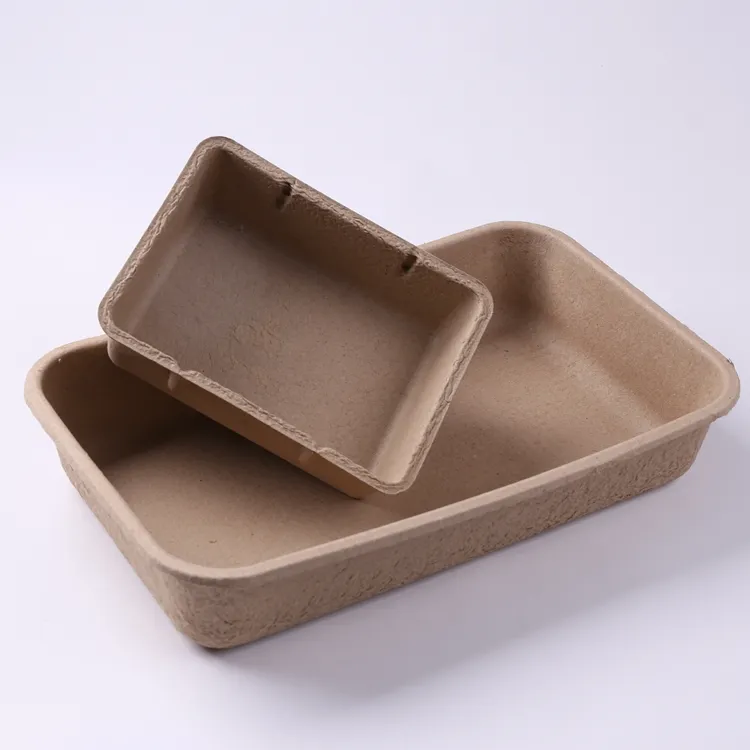 Ustom-bandeja de arena desechable moldeada para gatos, papel reciclado biodegradable