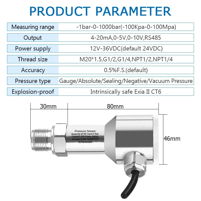 Intrinsically Safe RS485 Pressure Transmitter for Oil & Gas