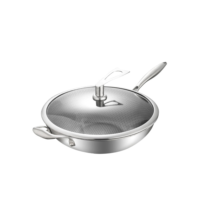Оптовая продажа с завода, сковорода для жарки из нержавеющей стали с легкой очисткой и сотовым дном внутри