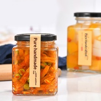 Bocal carré moderne en verre transparent pour cornichons, miel, sauce chili, confiture, pâte, emballage domestique, bouteille scellée sans BPA, anti-fuite